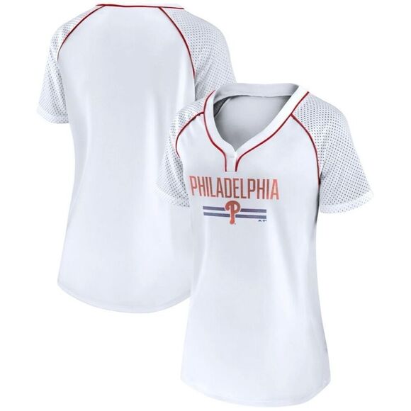 Majestic Tops - Philadelphia Phillies White and Red MLB Shirt Womens Size 2XL